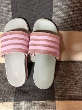 adidas Pink Slides with Gray Footbed